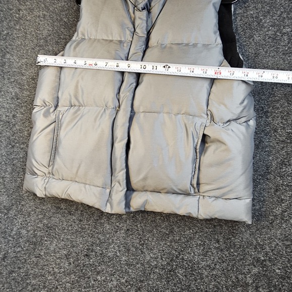 Vintage GAP Down Puffer Vest Mens Large Silver Gray 90s Bubble Vest 1999 - Picture 2 of 6